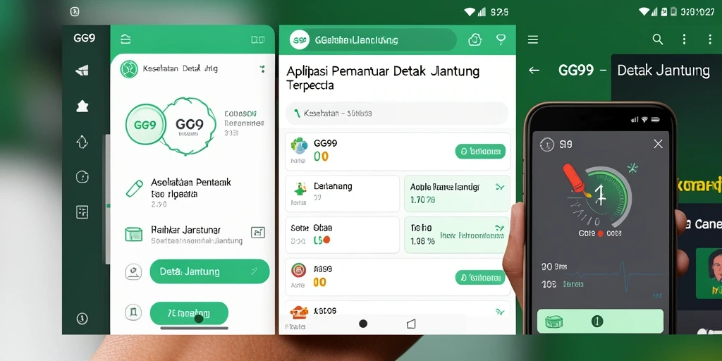 Antarmuka aplikasi GG99 yang menampilkan pemantauan detak jantung.