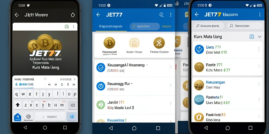 Tampilan antarmuka aplikasi JET77 yang intuitif dan informatif.