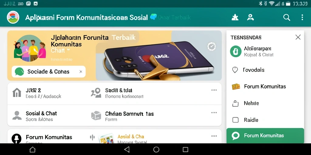 Tampilan antarmuka pengguna aplikasi Forum Komunitas JJ62.