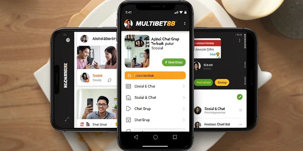 Tampilan antarmuka pengguna MULTIBET88 dengan fitur Chat Grup yang menarik.