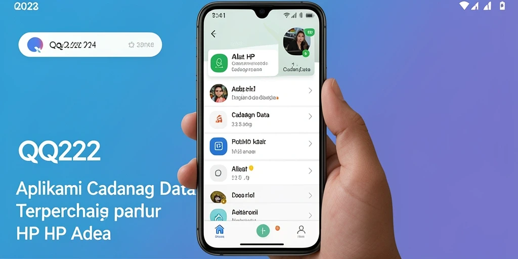 Tampilan antarmuka aplikasi QQ222 untuk pencadangan data.