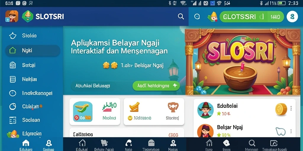Tampilan antarmuka aplikasi SLOTSRI untuk belajar ngaji.