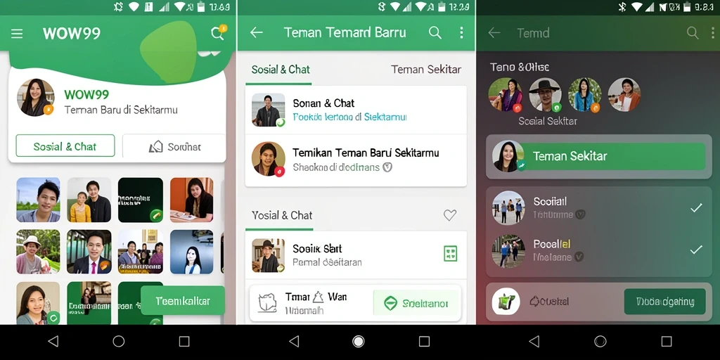 Screenshot antarmuka WOW99 yang menampilkan fitur Teman Sekitar.