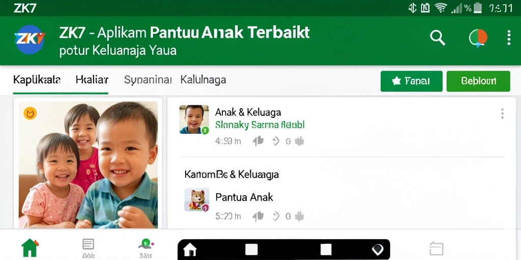 Tampilan antarmuka utama ZK7 untuk pemantauan anak.